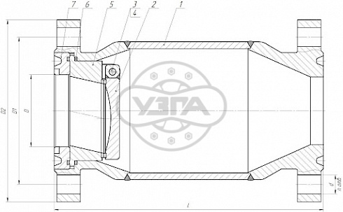 Клапан обратный поворотный фланцевый Dn200 Pn160 09Г2С