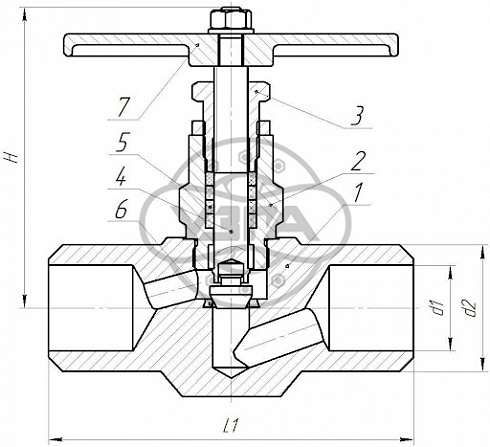 Клапан запорный Dn32 Pn100 под приварку Ст. 20 15с68нж