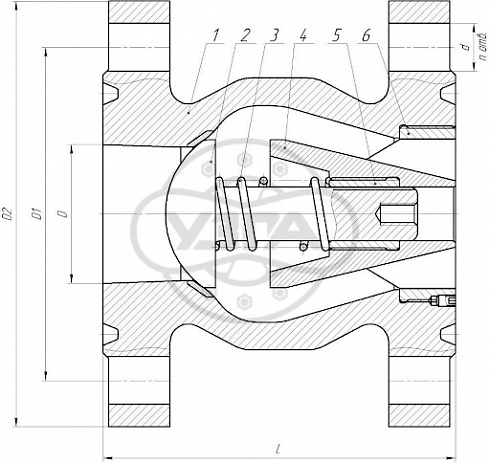 Клапан обратный осесимметричный под приварку Dn350 Pn40 12Х18Н9Т