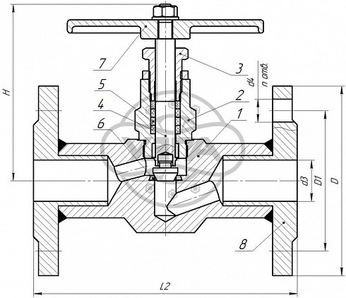 Клапан запорный Dn50 Pn160 фланцевый Ст. 20 15с68нж
