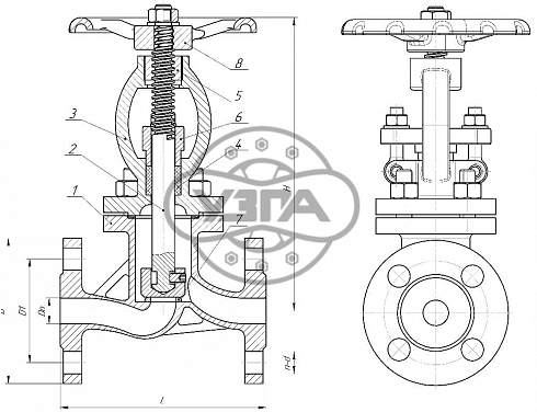 Клапан Dn 250 мм Pn16 фланцевый 08Х18Н9 15нж65нж