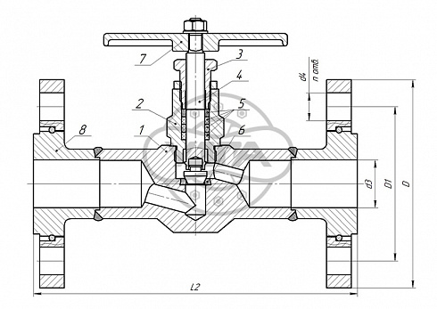 Клапан запорный Dn32 Pn16 фланцевый 08Х18Н10Т 15нж52нж